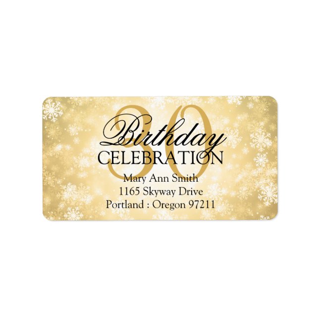 Address 30th Gold Winter Wonderland Label (Front)