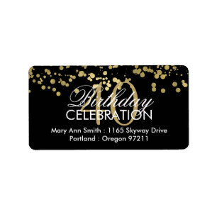 Address 40th Birthday Gold Foil Confetti Label