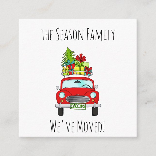 Address Announcement, Christmas car and gifts Enclosure Card (Front)