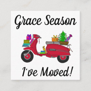 Address Announcement, Christmas scooter and gifts Enclosure Card