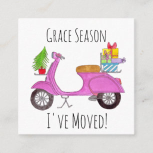 Address Announcement, Christmas scooter and gifts Enclosure Card