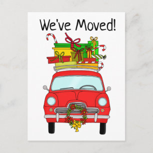Address Announcement Classic Christmas Car Postcard
