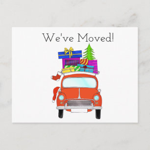 Address Announcement Classic Christmas Car Postcard
