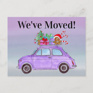Address Announcement Purple Car Christmas Gifts Postcard