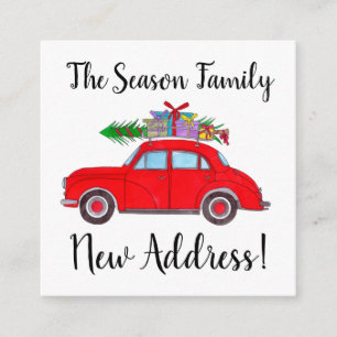 Address Announcement Red Car with Christmas tree