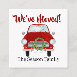 Address Announcement Red car with Christmas wreath