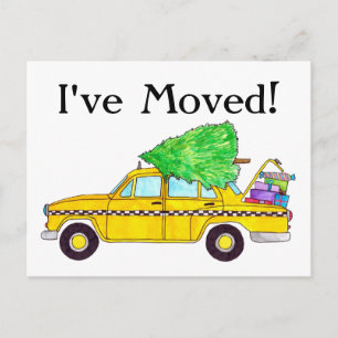 Address Announcement Yellow Taxi Christmas Gifts Postcard