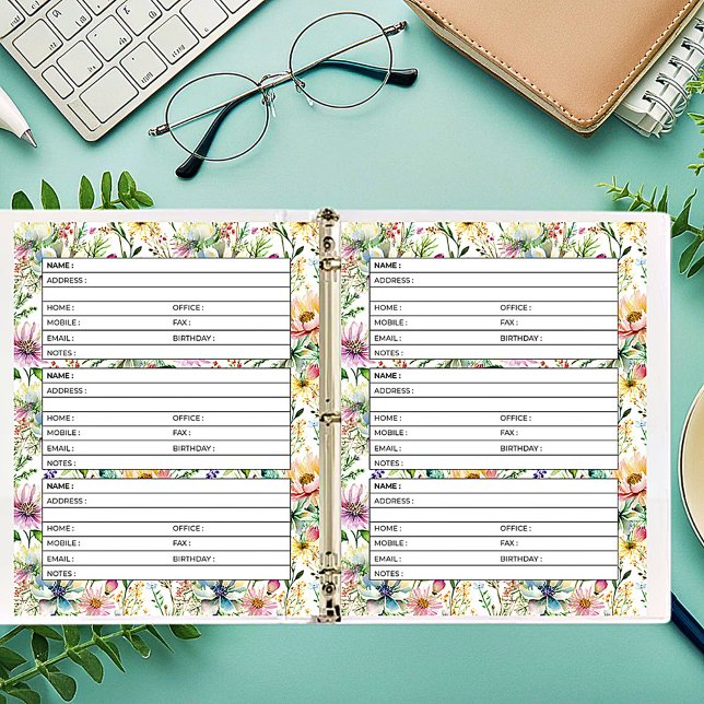 Address book page pastel floral pattern (Creator Uploaded)