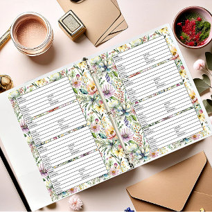 Address book page pastel floral pattern