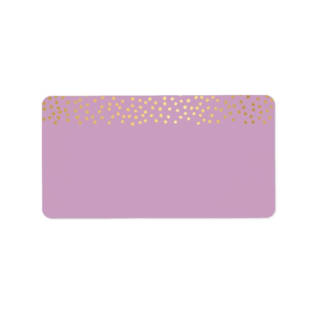 ADDRESS chic rustic faux gold confetti purple Label (Front)