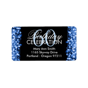 Address Elegant 60th Birthday Party Sparkles Blue Label