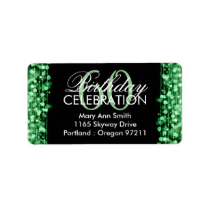 Address Elegant 60th Birthday Party Sparkles Green Label