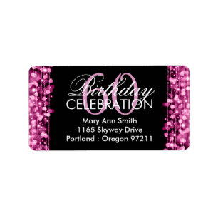 Address Elegant 60th Birthday Party Sparkles Pink Label