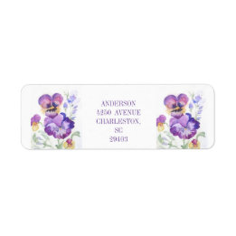 Address  floral purpel pansies   return address label