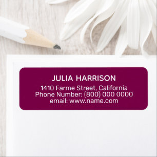 Address information on simple wine colour return address label
