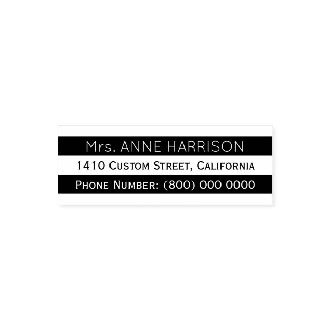 address information with black and white stripes self-inking stamp (Design)