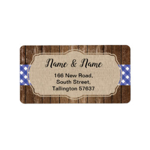 Address Label Blue gingham I Do BBQ Burlap Wedding
