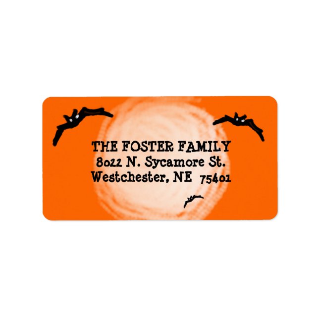 Address Label - Halloween Bats under the Moon (Front)
