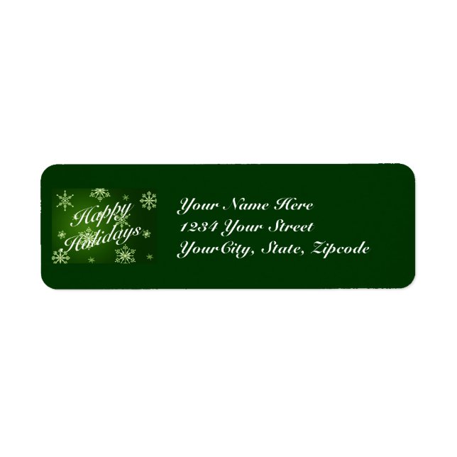 Address Label Happy Holidays - Green Return Address Label (Front)