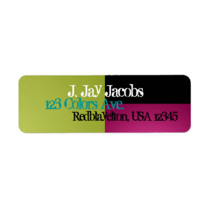 Address Label Midnight Black, Hot Pink, Lite Green Return Address Label