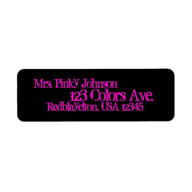 Address Label Midnight Black, Hot Pink Return Address Label (Front)