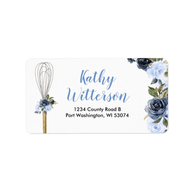 Address Label Navy Floral Soon to be Whisked Away (Front)