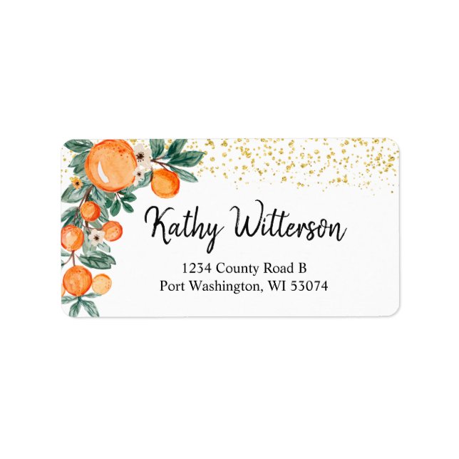 Address Label Orange main squeeze bridal shower (Front)