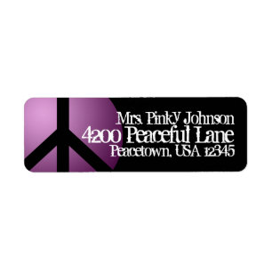 Address Label Peace Sign, Purple, Black, Customise Return Address Label