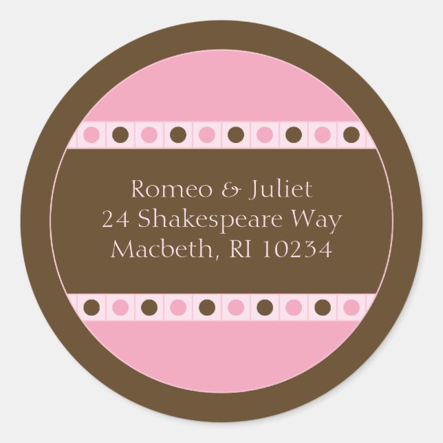 Address Label - Pink and Brown (Front)