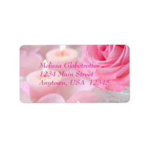 Address Label--Pink Rose & Candles Label