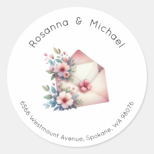 Address Label, Round Address Label, Envelope Mail Classic Round Sticker