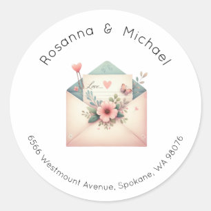 Address Label, Round Address Label, Envelope Mail Classic Round Sticker
