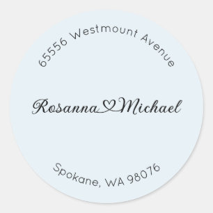 Address Label, Round Address Label, Heart Names Classic Round Sticker
