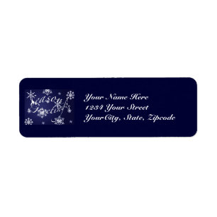 Address Label Season's Greetings - Blue Return Address Label