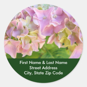 Address Label stickers Pink Hydrangea Flowers