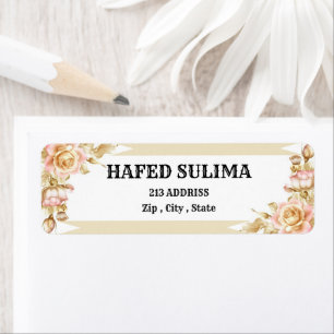 Address Label Template rose gold , Return Address