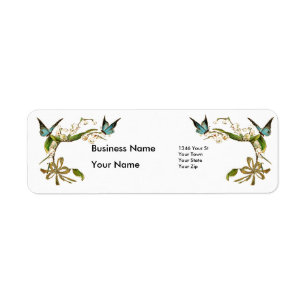 Address Label Vintage Retro Butterfly Floral Return Address Label
