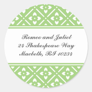 Address Label with Lotus Square Pattern