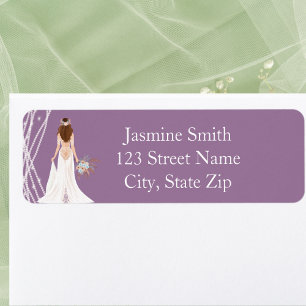 Address labels Boho Brunette Hair Bride Pearls 