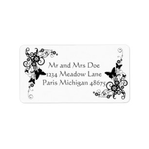 Address Labels/Butterflies, Flowers and Swirls Label