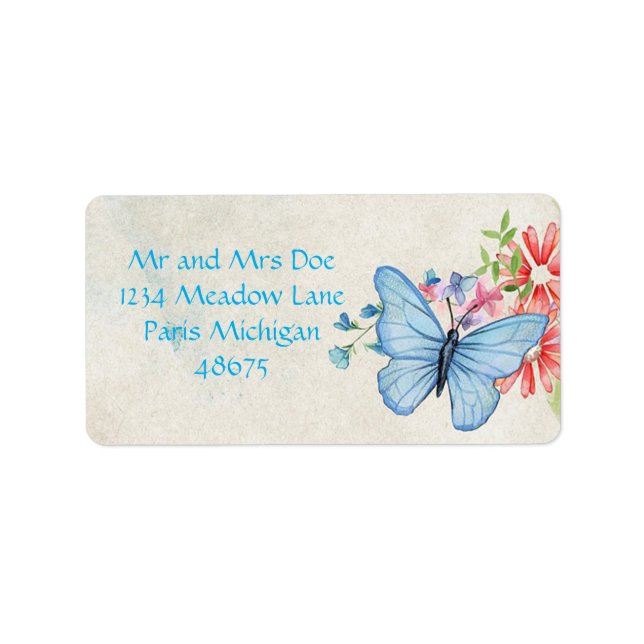 Address Labels/Butterfly and Flowers Label (Front)