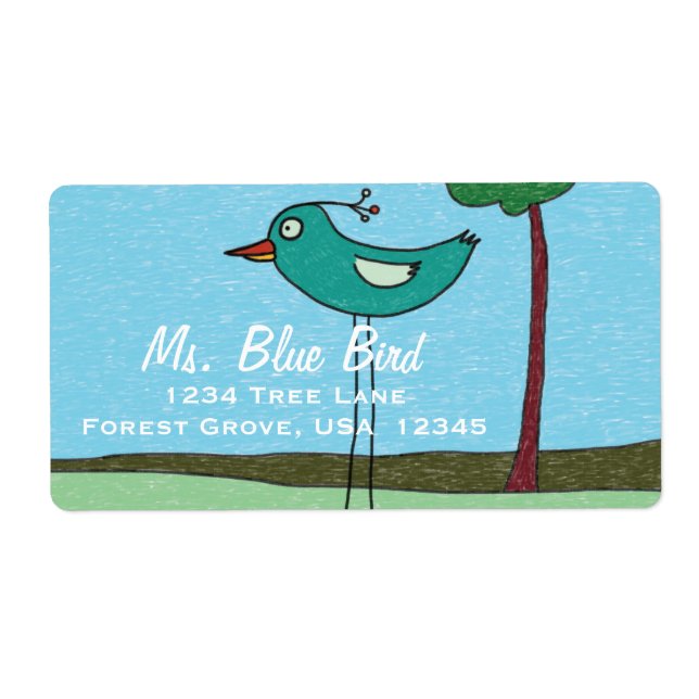 Address Labels, Cute bird and tree (Front)