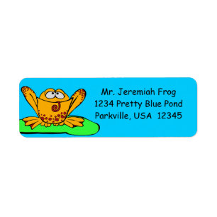 Address Labels, Cute Orange Frog Cartoon Return Address Label