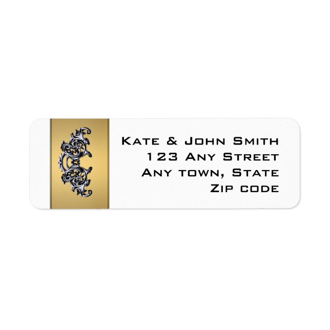 Address labels gold silver metallic swirl (Front)