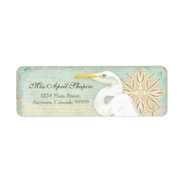 Address Labels - Great Egret Coastal Beach (Front)