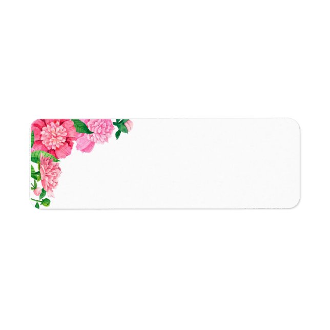 Address Labels-Pink Flowers Return Address Label (Front)