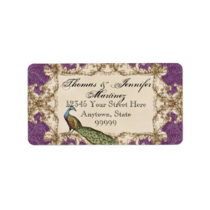 Address Labels - Purple Vintage Peacock & Etchings