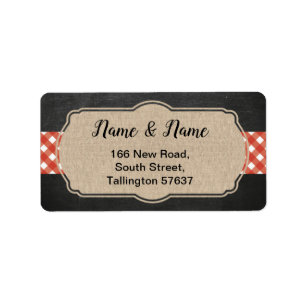 Address Labels Red gingham I Do BBQ Burlap Wedding