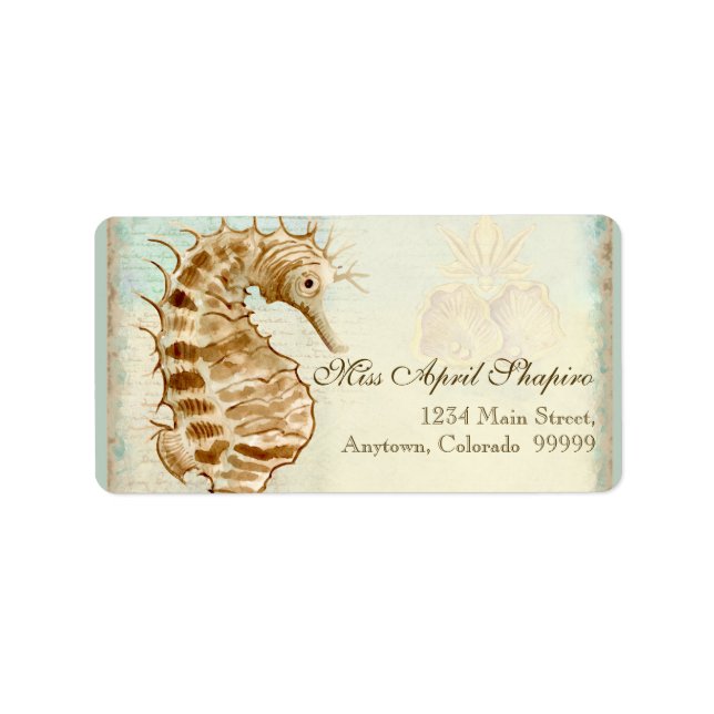 Address Labels - Sea Horse Coastal Beach (Front)