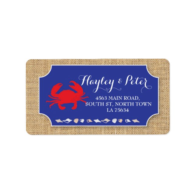 Address Labels Stickers Wedding Crab Boil Beach (Front)